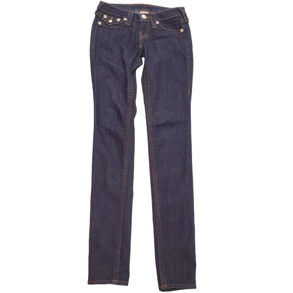 True Religion Dark Rinse Skinny  Jeans w/ Back Flap - Picture 2 of 14